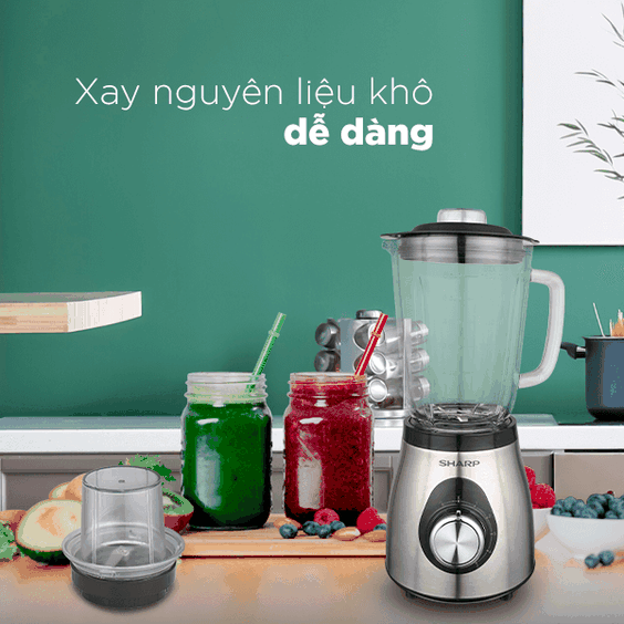 Máy xay sinh tố Sharp 1.5 lít EM-S155GV-ST có công suất 500W